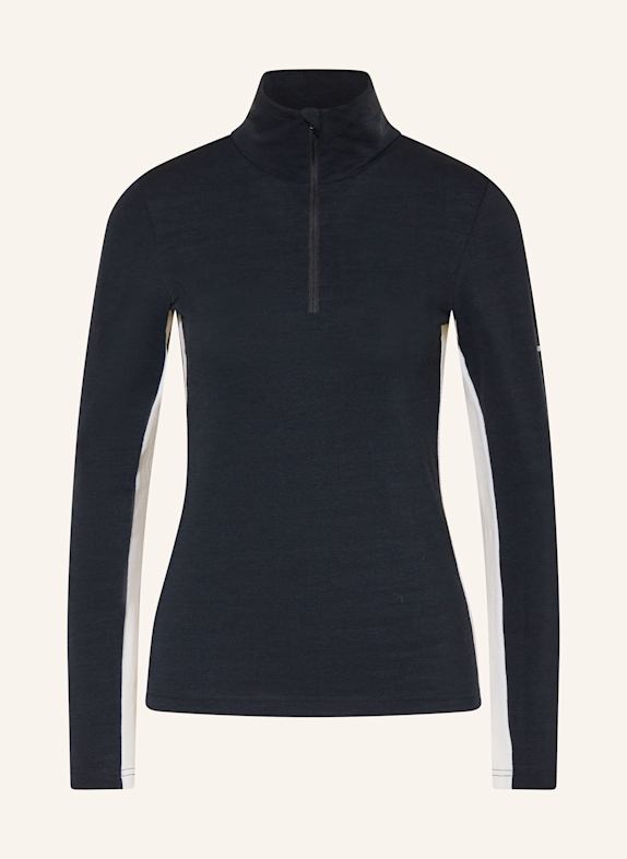 WE NORWEGIANS Piqué midlayer VOSS made from merino wool BLACK/ ECRU