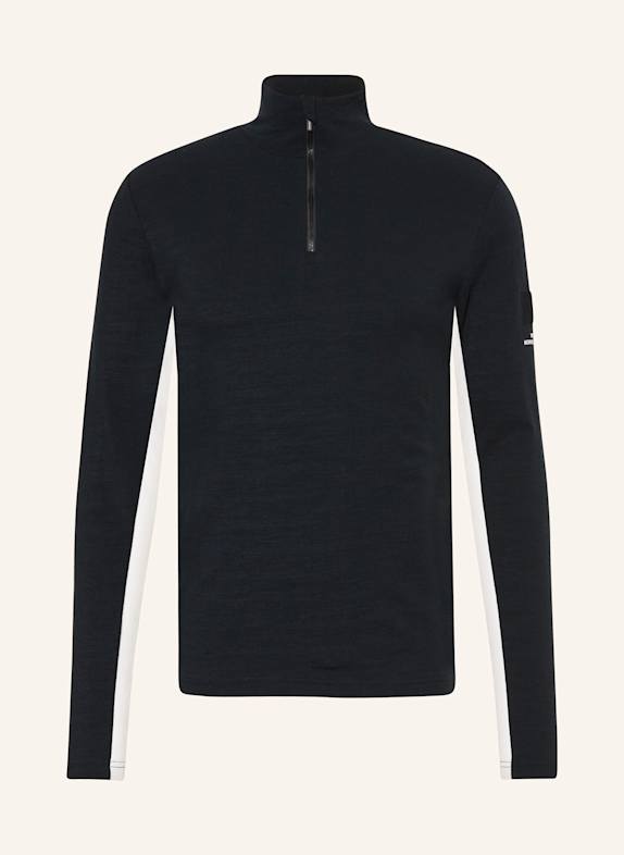 WE NORWEGIANS Piqué midlayer VOSS made from merino wool BLACK/ ECRU