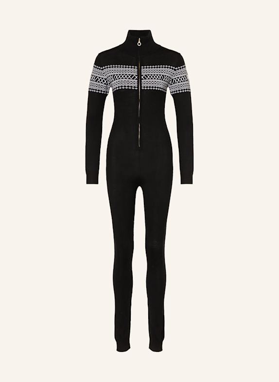 WE NORWEGIANS Knitted jumpsuit SIGNATURE made from merino wool BLACK/ WHITE