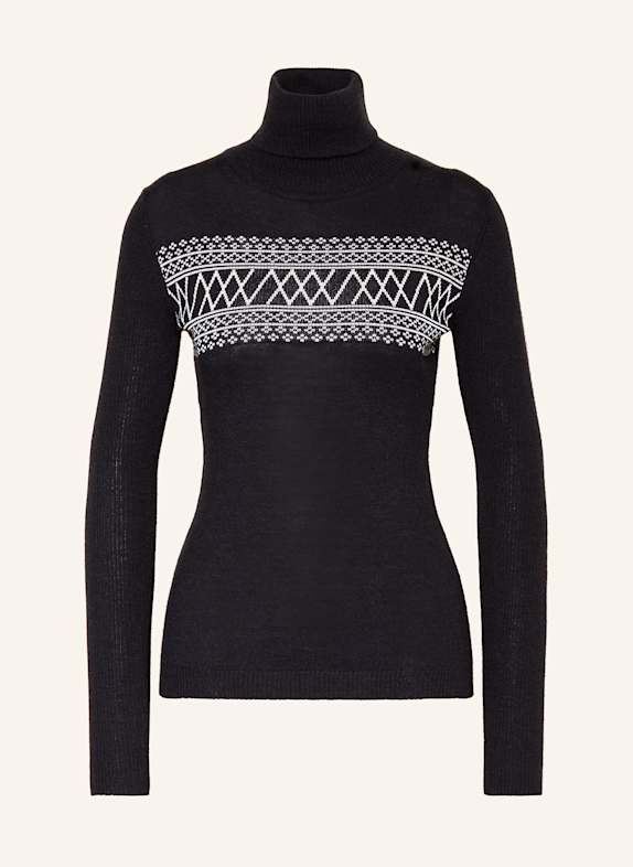 WE NORWEGIANS SIGNATURE turtleneck sweater made from merino wool DARK BLUE/ WHITE