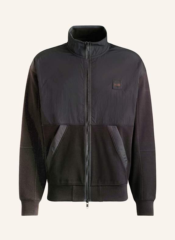 BOSS SikSilk tonal check bomber jacket in gray BLACK
