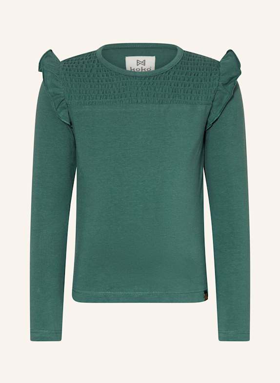 Koko Noko Koszulka z długim rękawem z falbankami CIEMNOZIELONY