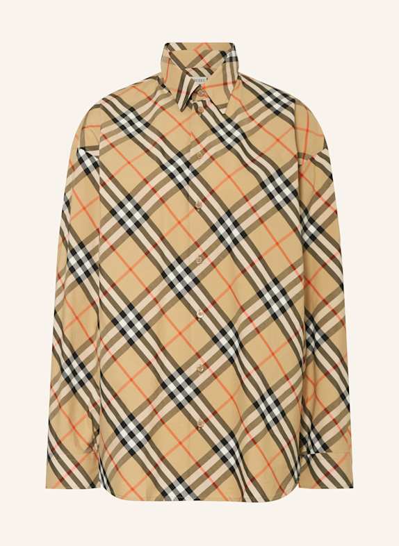 BURBERRY Hemdbluse HELLBRAUN/ DUNKELBLAU/ ORANGE