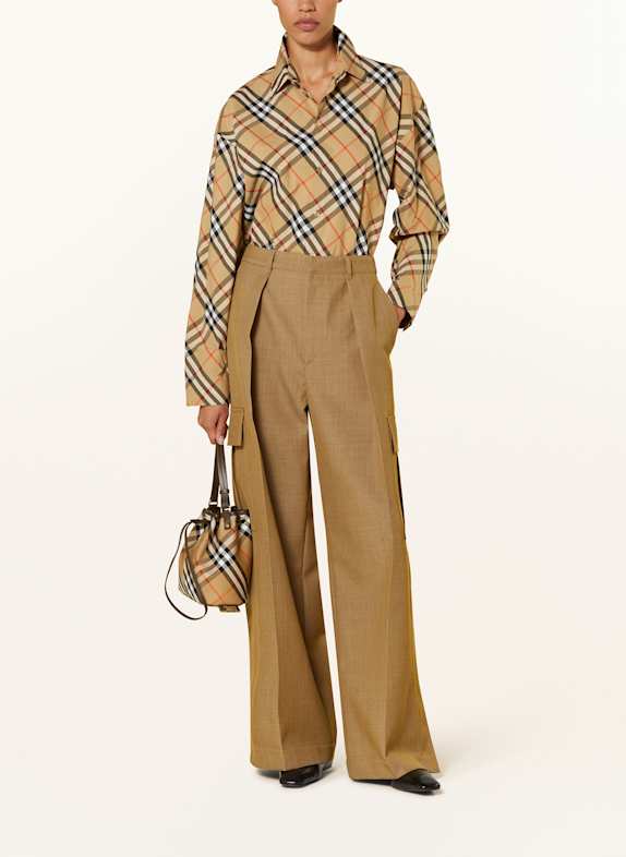 BURBERRY Hemdbluse HELLBRAUN / DUNKELBLAU / ORANGE