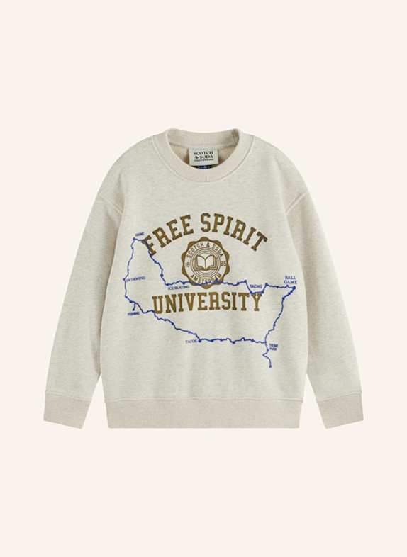 SCOTCH & SODA Mikina SVĚTLE ŠEDÁ/ MODRÁ/ HNĚDÁ