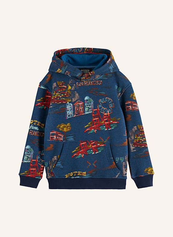 SCOTCH & SODA Mikina s kapucí TMAVĚ MODRÁ/ TMAVĚ ČERVENÁ/ TMAVĚ ŽLUTÁ