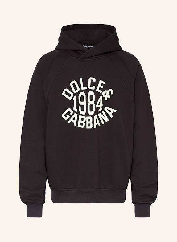 DOLCE & GABBANA Bluza z kapturem CZARNY/ BIAŁY