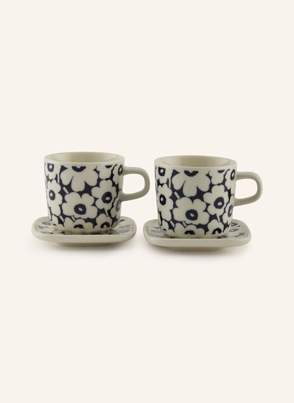 marimekko 4-tlg. Geschirr-Set OIVA /PIKKUINEN UNIKKO CREME/ DUNKELBLAU