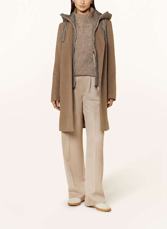 CINQUE Wool coat CIMIRACLE with detachable trim TAUPE