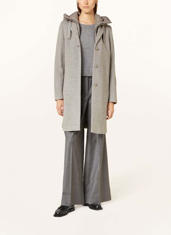 CINQUE Wool coat CIMIRACLE with detachable trim LIGHT GRAY