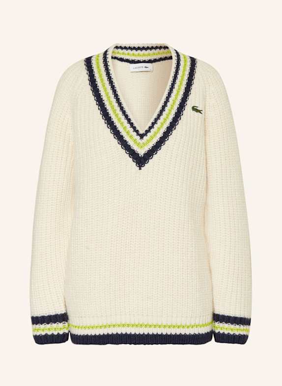 LACOSTE Pullover ECRU/ DUNKELBLAU