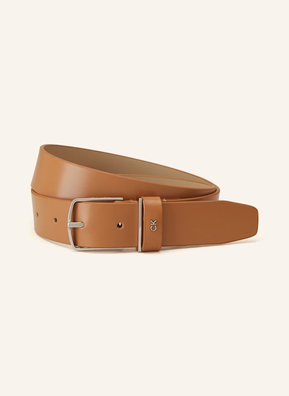 Calvin Klein Leather belt CAMEL
