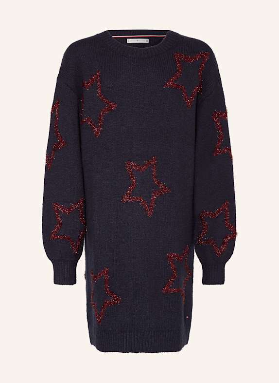 TOMMY HILFIGER Strickkleid mit Glitzergarn DUNKELBLAU/ DUNKELROT