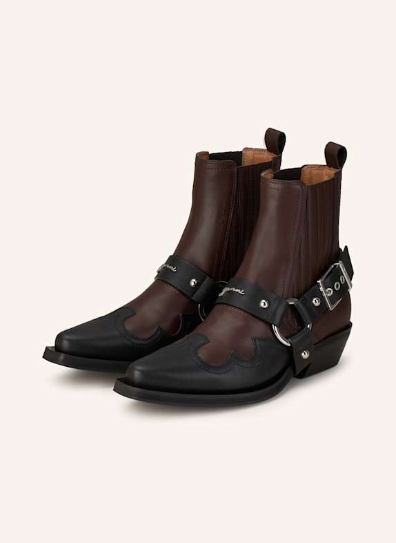GANNI Cowboy Boots SCHWARZ/ BRAUN/ DUNKELBRAUN