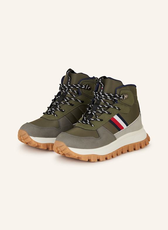 TOMMY HILFIGER Botki sznurowane OLIWKOWY