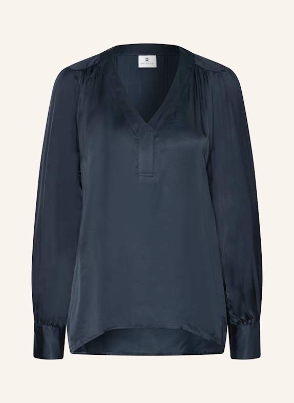 DESOTO Blusenshirt FLORA aus Satin DUNKELBLAU