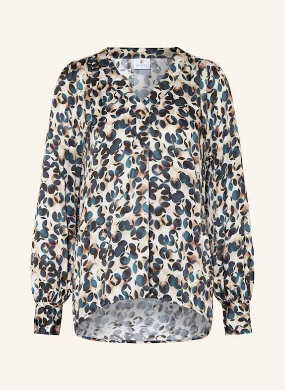 DESOTO Blusenshirt FLORA aus Satin CREME/ BRAUN/ DUNKELBLAU