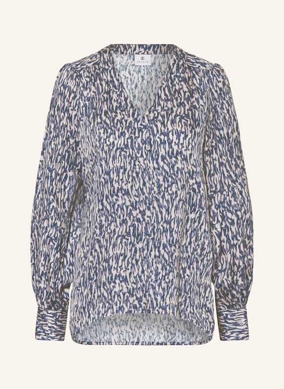 DESOTO Blusenshirt FLORA aus Satin BLAU/ WEISS