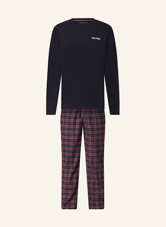 TOMMY HILFIGER Schlafanzug DUNKELBLAU/ DUNKELROT
