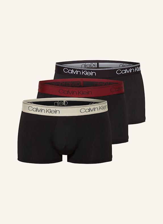 Calvin Klein 3er-Pack Boxershorts MICRO STRETCH Low Rise SCHWARZ/ DUNKELROT/ CREME