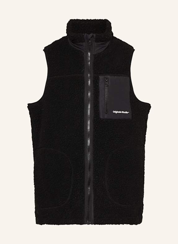 JACK&JONES Teddyfell-Weste im Materialmix SCHWARZ
