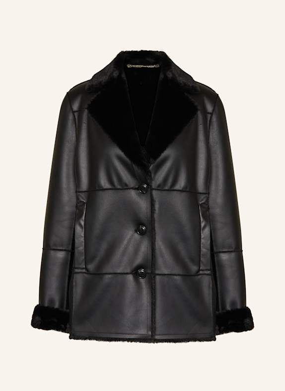 White Label Jacke in Lederoptik zum Wenden SCHWARZ