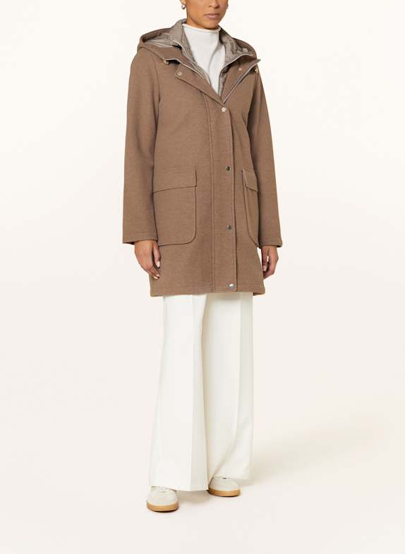 White Label Coat with detachable trim TAUPE