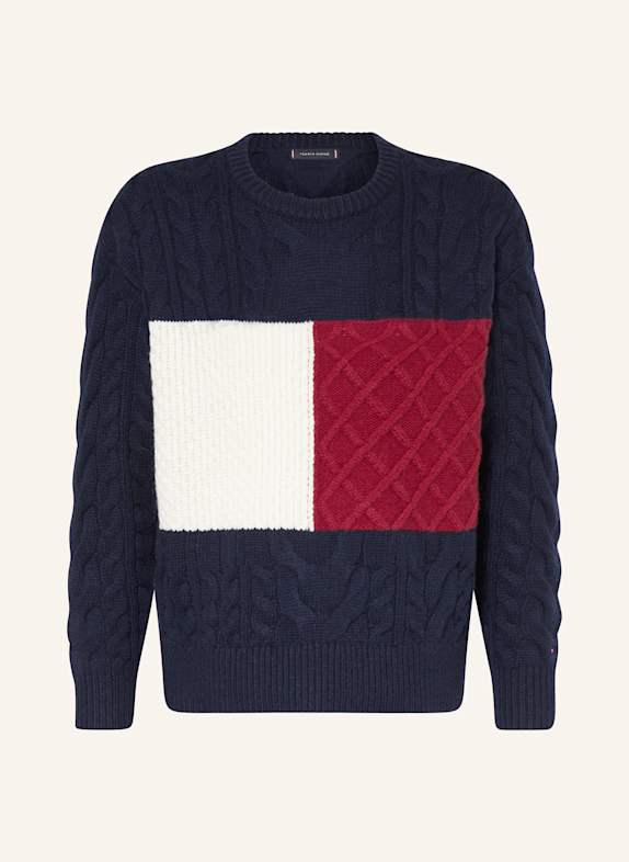 TOMMY HILFIGER Pullover DUNKELBLAU/ WEISS/ DUNKELROT