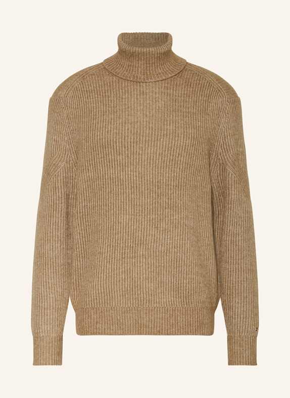 TOMMY HILFIGER Rollkragenpullover HELLBRAUN