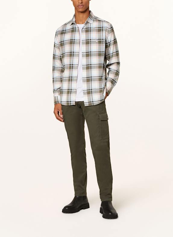 OLYMP Skjorte Casual regular fit HVID / LYSEBLÅ / OLIVEN
