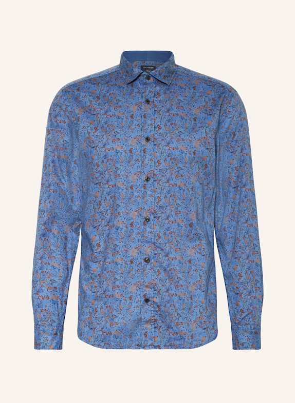 OLYMP Hemd Casual regular fit BLAU/ DUNKELBLAU/ COGNAC
