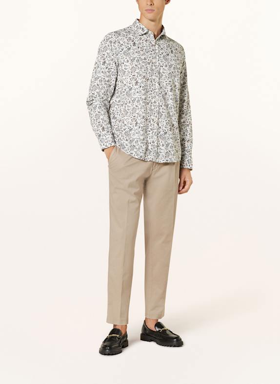 OLYMP Skjorte Casual slim fit HVID / TAUPE / BLÅGRÅ