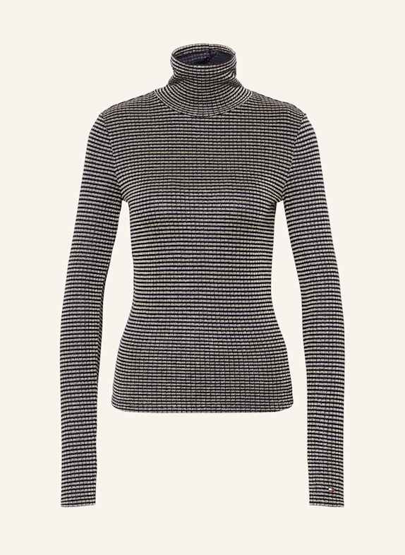 TOMMY HILFIGER Long sleeve shirt with glitter thread DARK BLUE/ GOLD