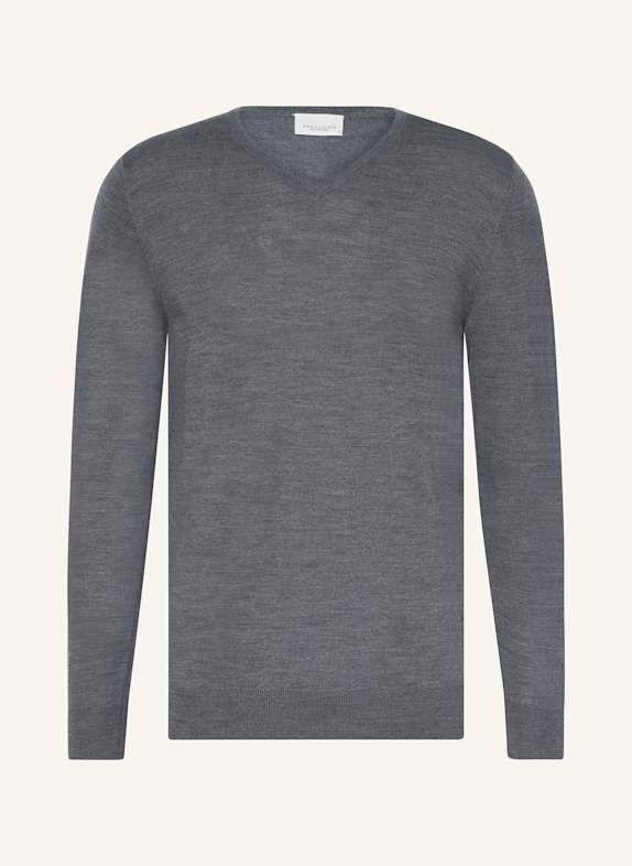 PROFUOMO Sweter z wełny merino CZIEMNOSZARY