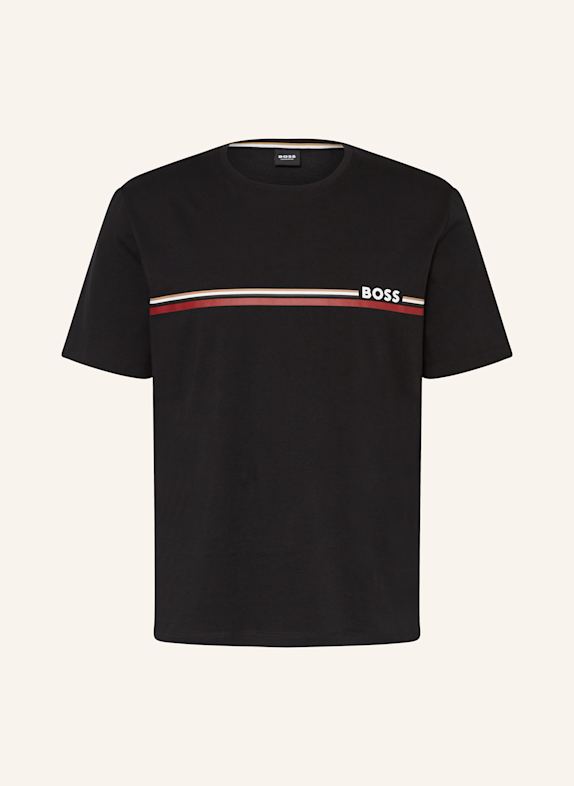BOSS Schlafshirt HOLIDAY SCHWARZ/ DUNKELROT/ WEISS