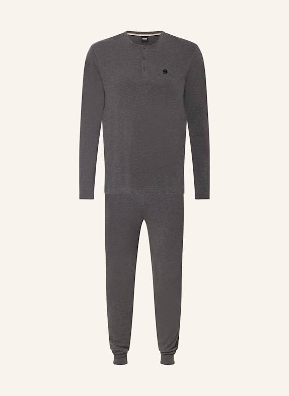 BOSS Schlafanzug MERINO LONG SET DUNKELGRAU