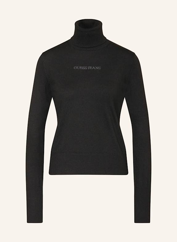 GUESS JEANS Turtleneck sweater BLACK