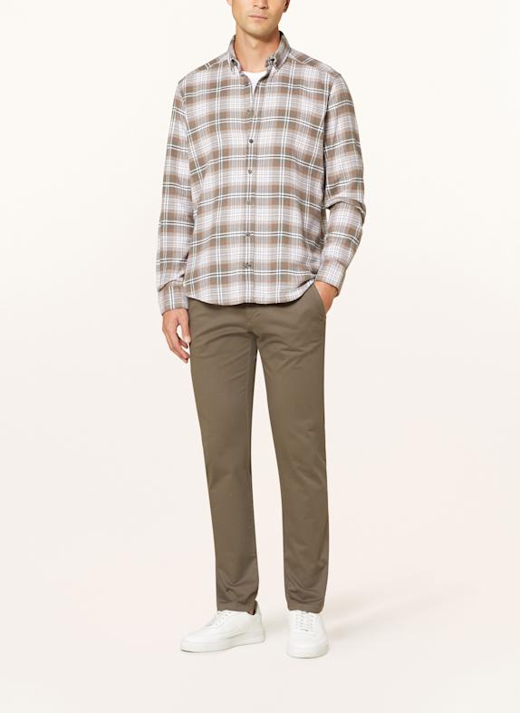 STROKESMAN'S Flanellen overhemd Regular Fit GRIJS / TAUPE / CRÈME