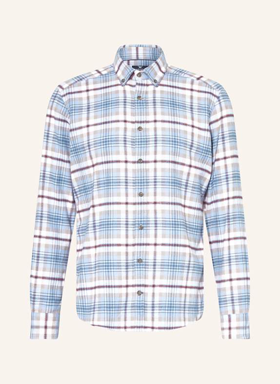 STROKESMAN'S Flannel shirt regular fit LIGHT BLUE/ TAUPE/ DARK RED