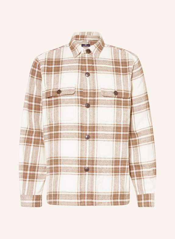 STROKESMAN'S Flanell-Overshirt ECRU/ BRAUN
