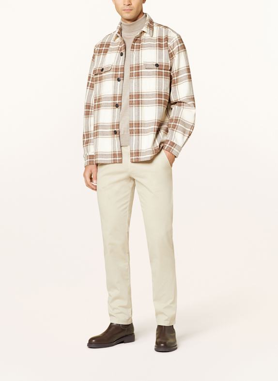 STROKESMAN'S Flanell-overshirt ECRU / BRUN