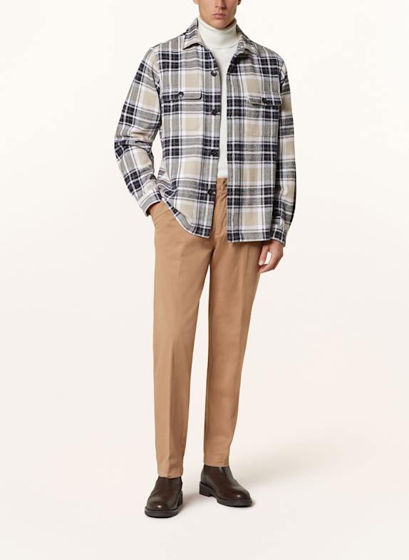 STROKESMAN'S Flanell-overshirt MØRKEBLÅ / BEIGE / MØRKEGRØN