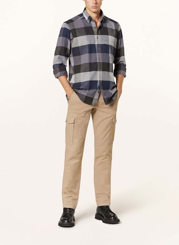 STROKESMAN'S Flanellskjorte Regular Fit GRÅ / SORT / MØRKEBLÅ