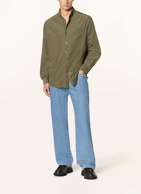PAUL Cordskjorte Comfort Fit OLIVEN