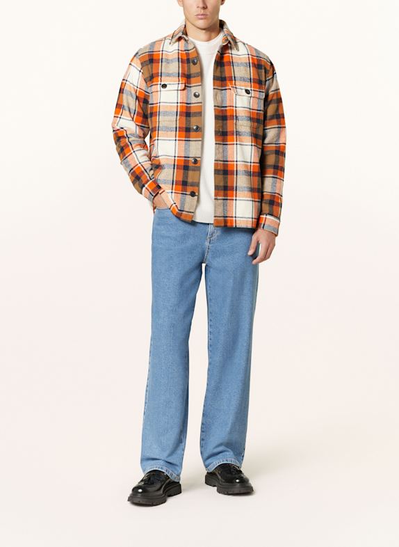 PAUL Flanell-overshirt ORANGE / MØRKEBLÅ / KHAKI