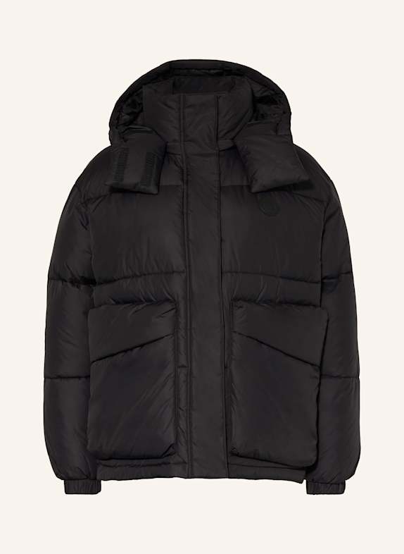 HUGO BLUE FINLEY quilted jacket with detachable hood BLACK