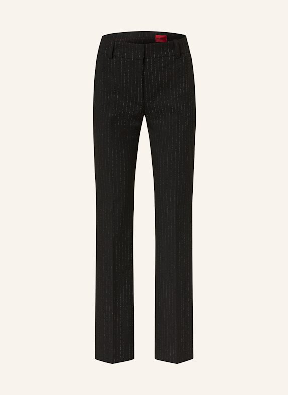 HUGO Wide leg trousers HOVANI BLACK/ SILVER