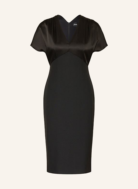 BOSS DIJETA sheath dress in mixed materials BLACK