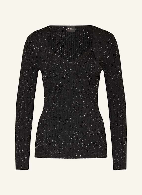 BOSS Sweter FERIM z cekinami CZARNY