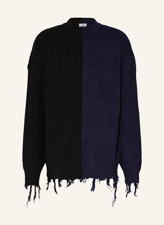VETEMENTS Pullover aus Merinowolle SCHWARZ/ DUNKELBLAU